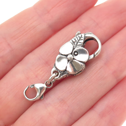 TROLLBEADS LAA 925 Sterling Silver Floral Charm Bracelet Lobster Lock Clasp