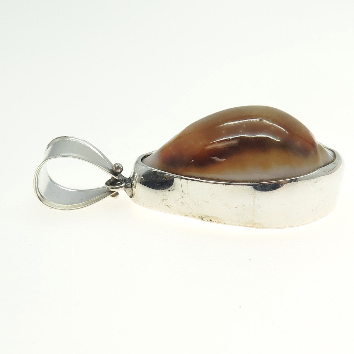 925 Sterling Silver Vintage Real Sea Shell Pendant