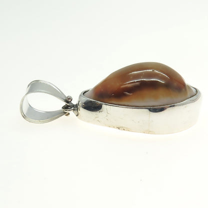 925 Sterling Silver Vintage Real Sea Shell Pendant