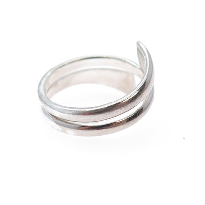 CHARLES WINSTON Sterling Silver Vintage Modernist Wrap Adjustable Ring Size 8.75