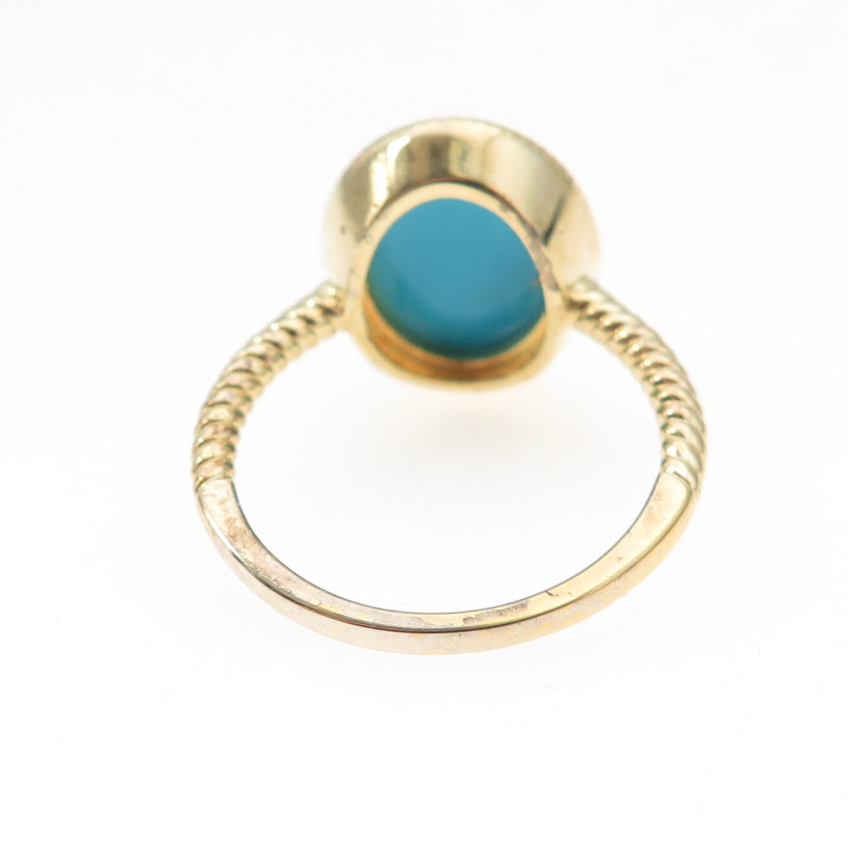 Tehya Oyama 925 Sterling Silver Gold Plated Real Turquoise Ring Size 8