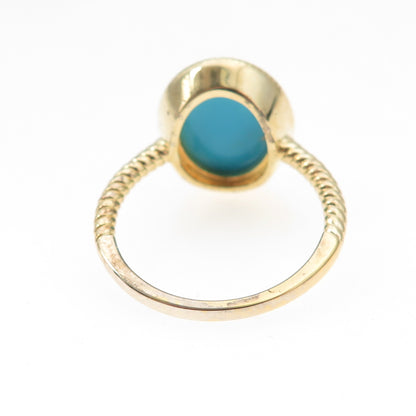 Tehya Oyama 925 Sterling Silver Gold Plated Real Turquoise Ring Size 8