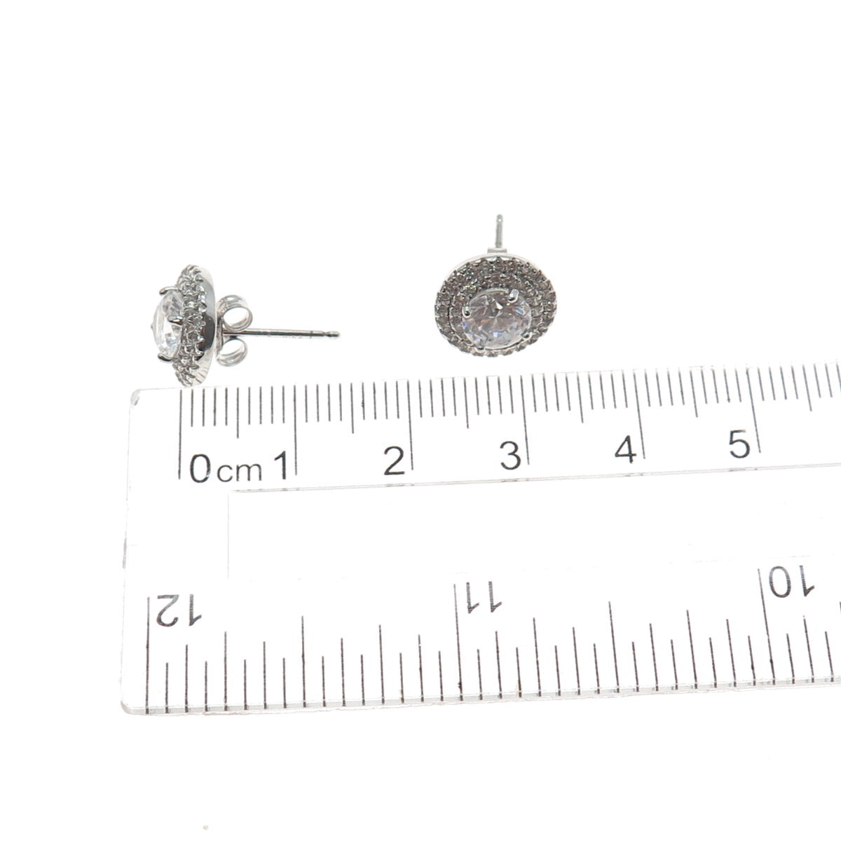 925 Sterling Silver Round-Cut C Z Stud Earrings
