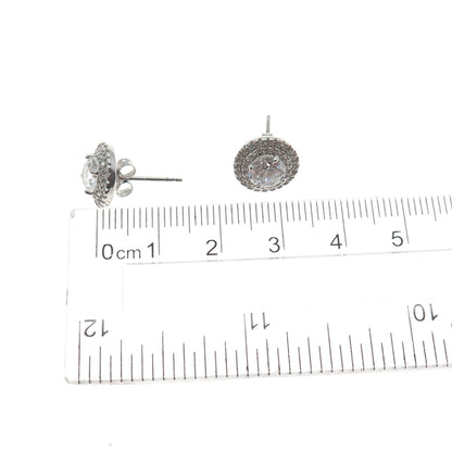 925 Sterling Silver Round-Cut C Z Stud Earrings