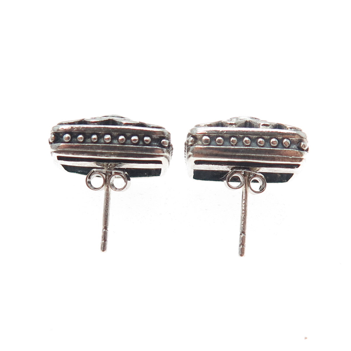 CHAPAL ZENRAY 925 Sterling Silver Vintage Heart Flower Oxidized Earrings