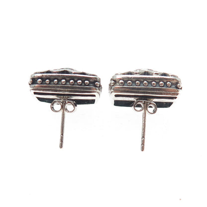 CHAPAL ZENRAY 925 Sterling Silver Vintage Heart Flower Oxidized Earrings
