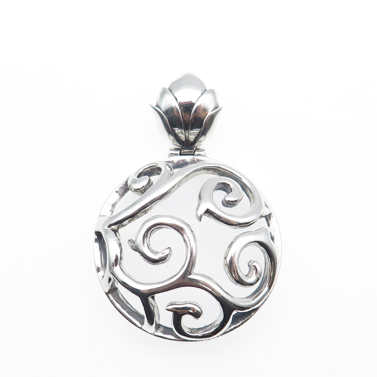 BARSE 925 Sterling Silver Vintage Modernist Swirl Oxidized Charm Pendant