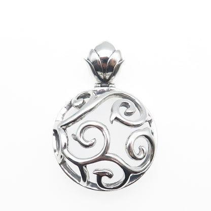 BARSE 925 Sterling Silver Vintage Modernist Swirl Oxidized Charm Pendant