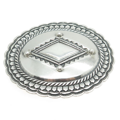 JEFF MORRIS Old Pawn 925 Sterling Silver Southwestern Concho Tribal Belt Buckle