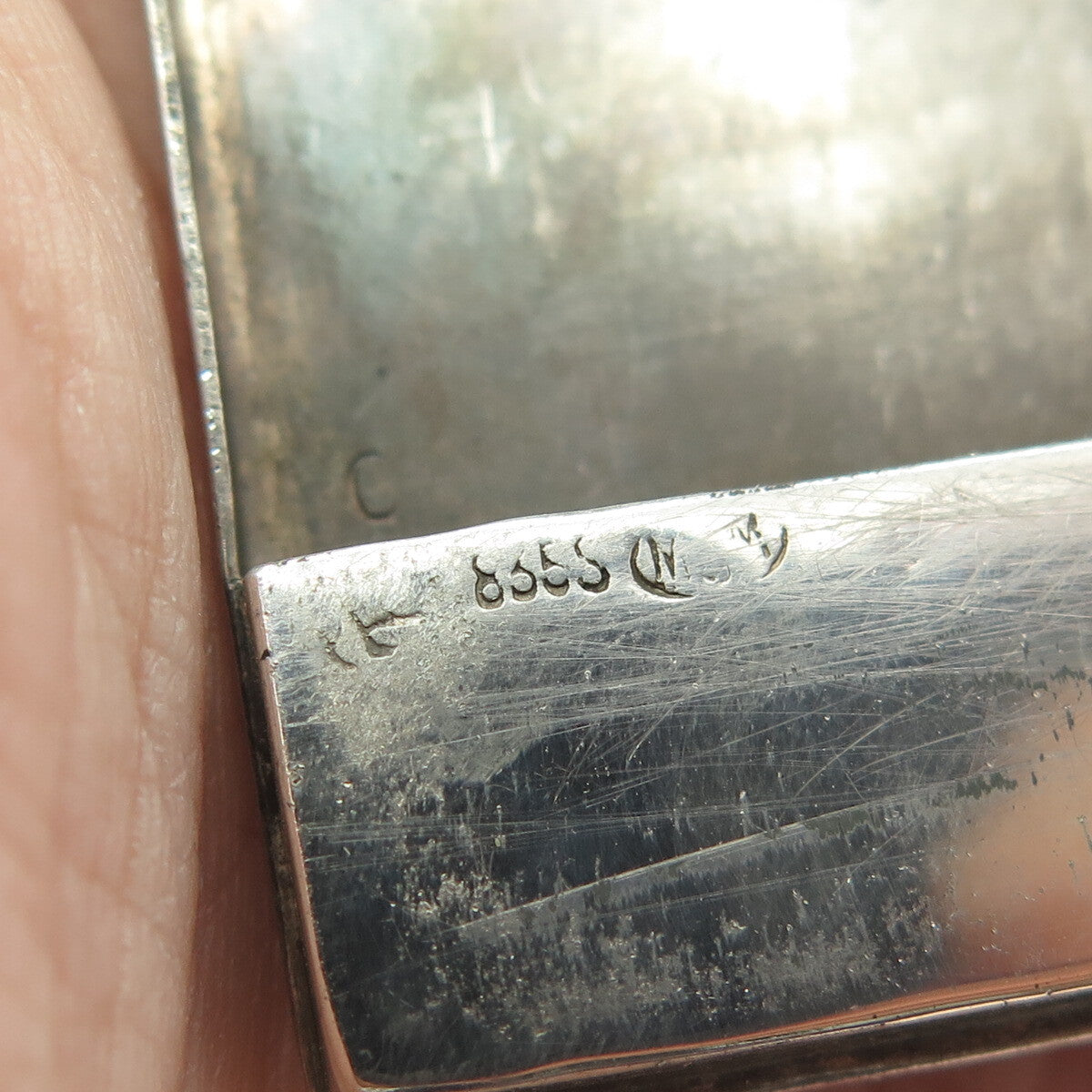 835S Silver Antique MSM Germany Engraved "Otto" Pocket Case Holder