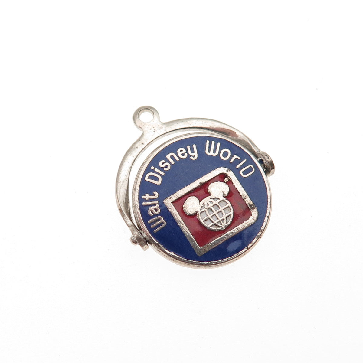 925 Sterling Silver Vintage Enamel Walt Disney World Spinner Charm Pendant