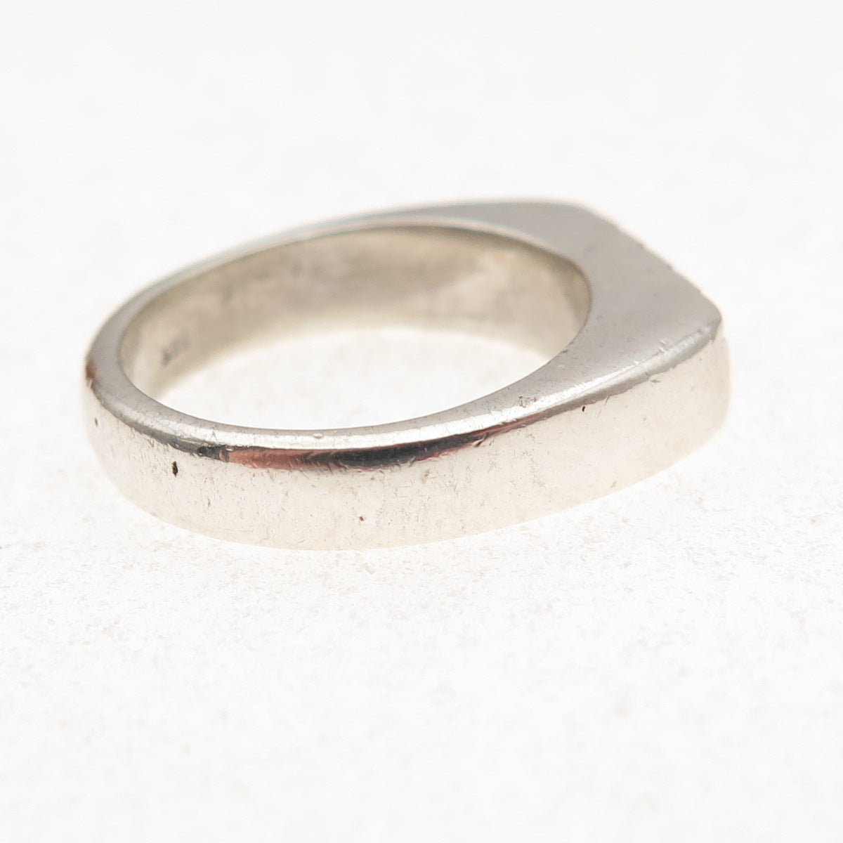 925 Sterling Silver Vintage Striped Oxidized Signet Ring Size 6.5