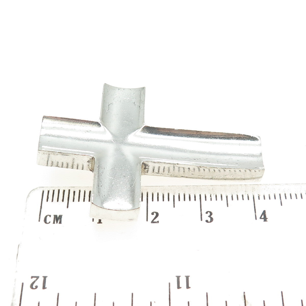 925 Sterling Silver Vintage Cross Modernist Slide Pendant