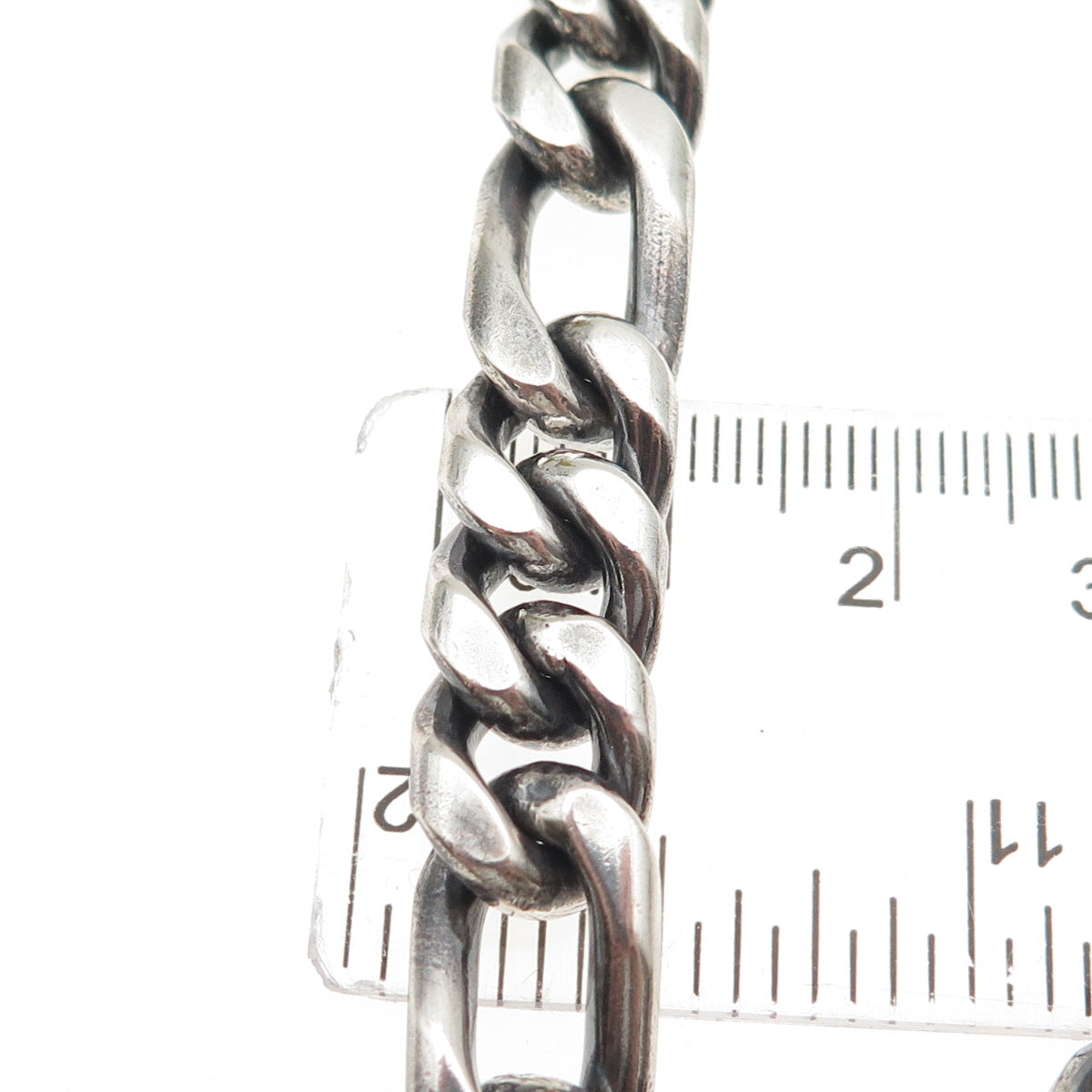925 Sterling Silver Vintage Mexico Heavy 190.9g Figaro Chain Necklace 26"