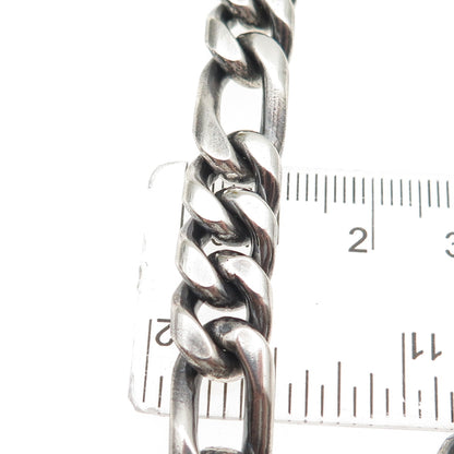 925 Sterling Silver Vintage Mexico Heavy 190.9g Figaro Chain Necklace 26"