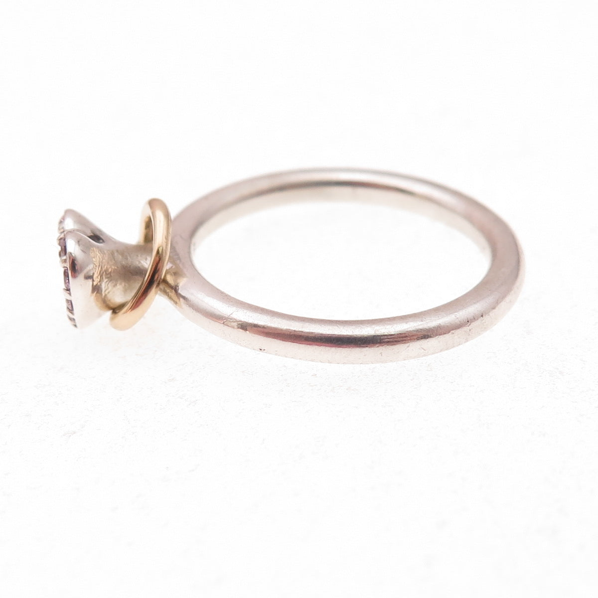 Pandora 925 Sterling Gold Real Tourmaline & C Z Valentine Halo Heart Ring Size 7