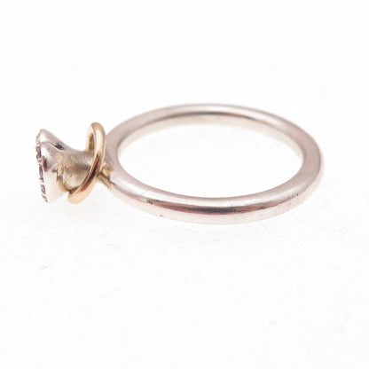 Pandora 925 Sterling Gold Real Tourmaline & C Z Valentine Halo Heart Ring Size 7