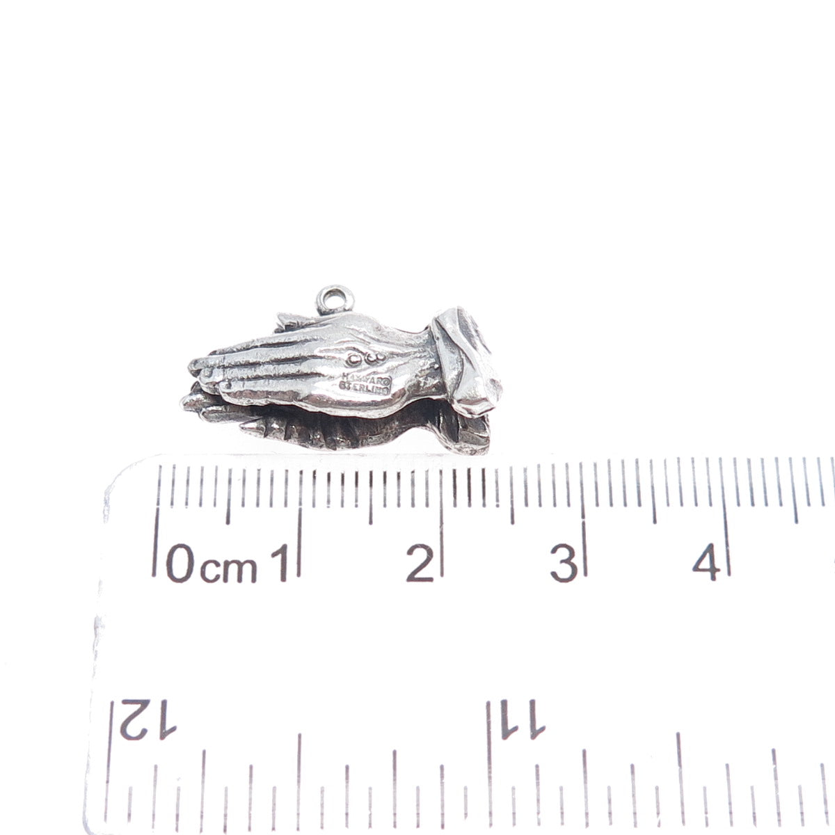 HAYWARD 925 Sterling Silver Vintage Praying Hands Oxidized Mini Charm Pendant