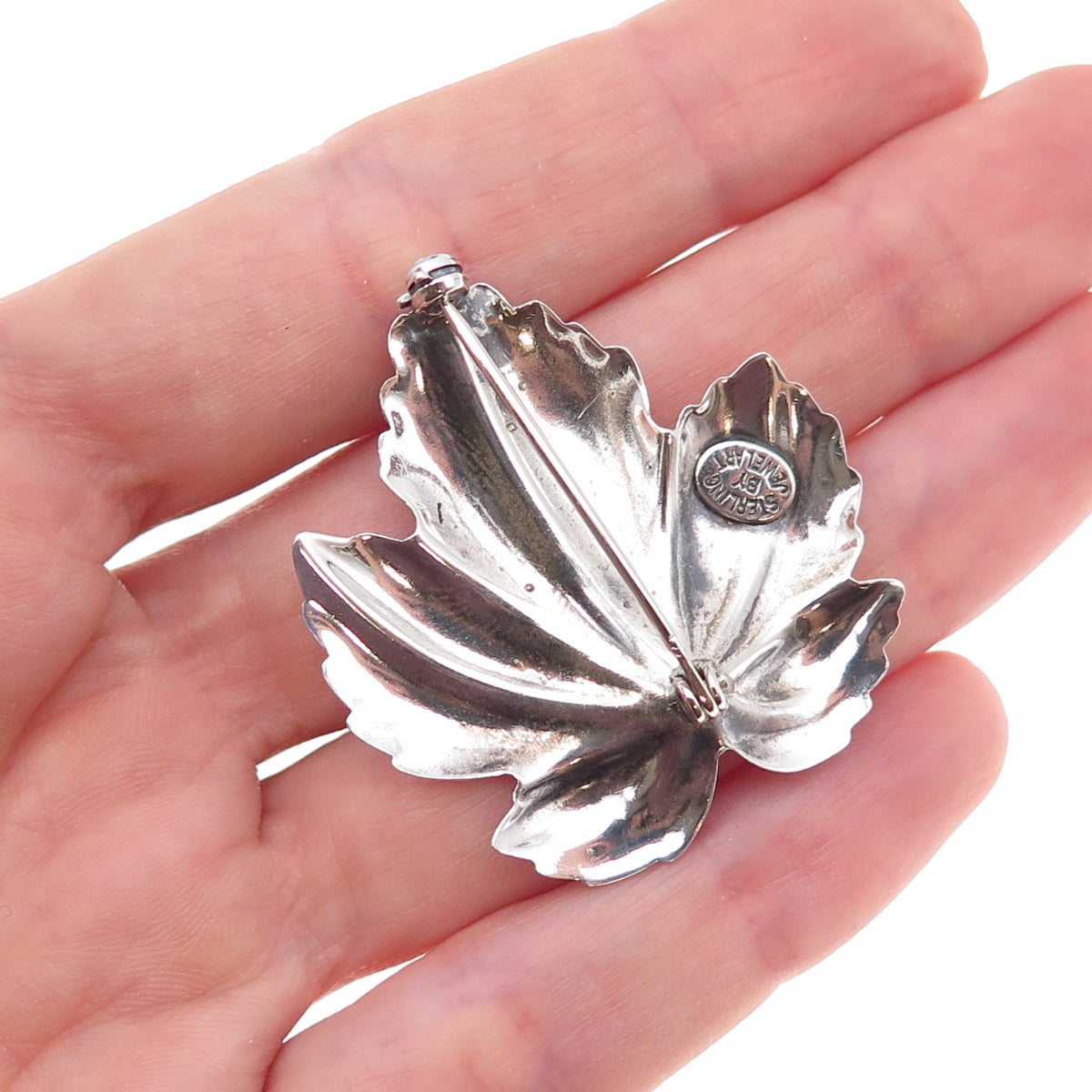 JewelArt 925 Sterling Silver Vintage Maple Leaf Oxidized Pin Brooch