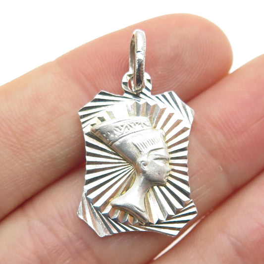 VIOR 925 Sterling Silver Vintage Italy Nefertiti Egyptian Pharaoh Charm Pendant