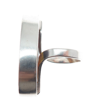 925 Sterling Silver Vintage Real Baltic Amber Modernist Domed Ring Size 8.25