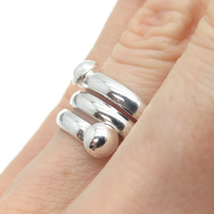 925 Sterling Silver Vintage Modernist Spiral Adjustable Ring Size 5.75