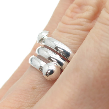 925 Sterling Silver Vintage Modernist Spiral Adjustable Ring Size 5.75