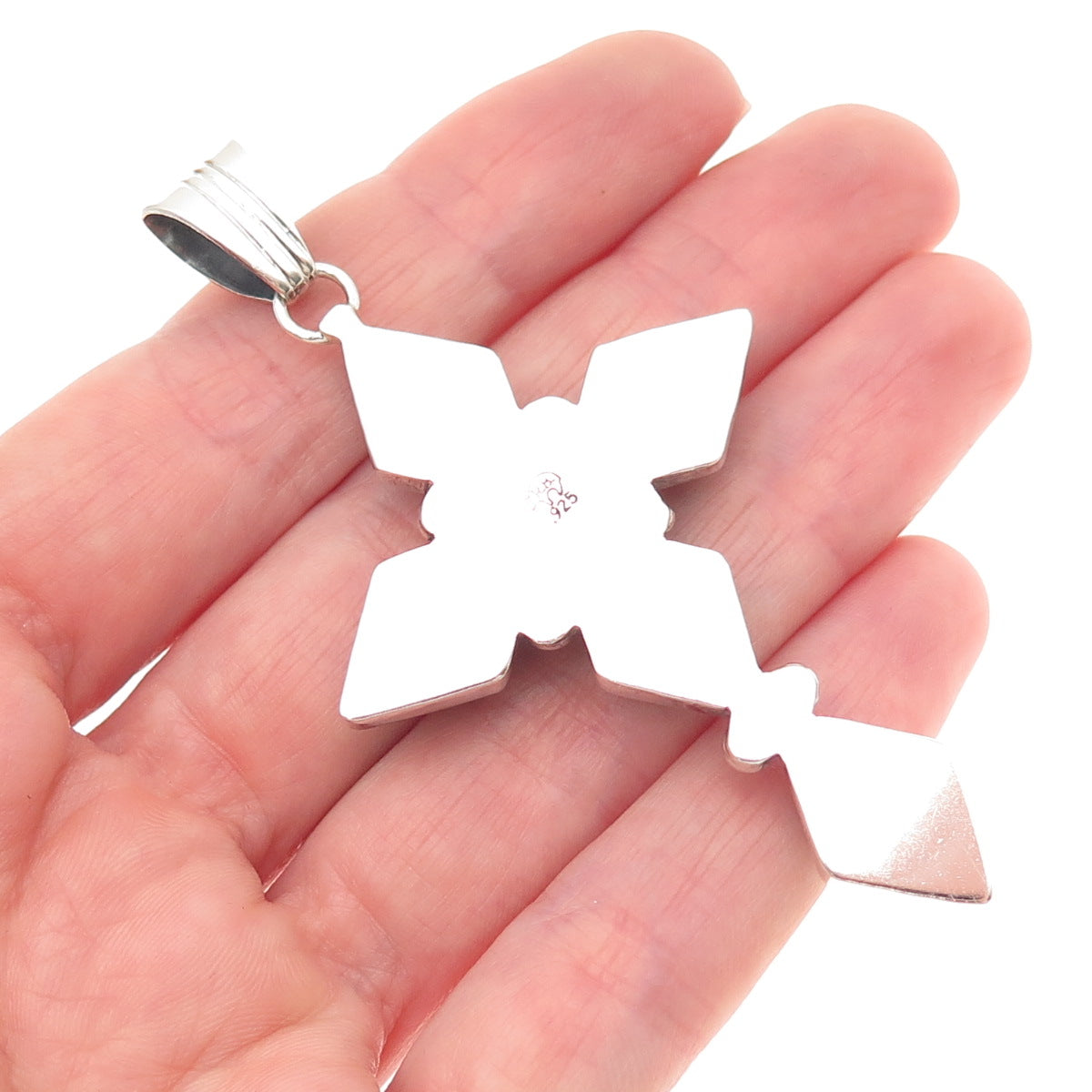 Running Bear Old Pawn 925 Sterling Silver Vintage Turquoise Cross Tribal Pendant