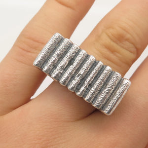 925 Sterling Silver Vintage Textured Modernist Ring Size 8