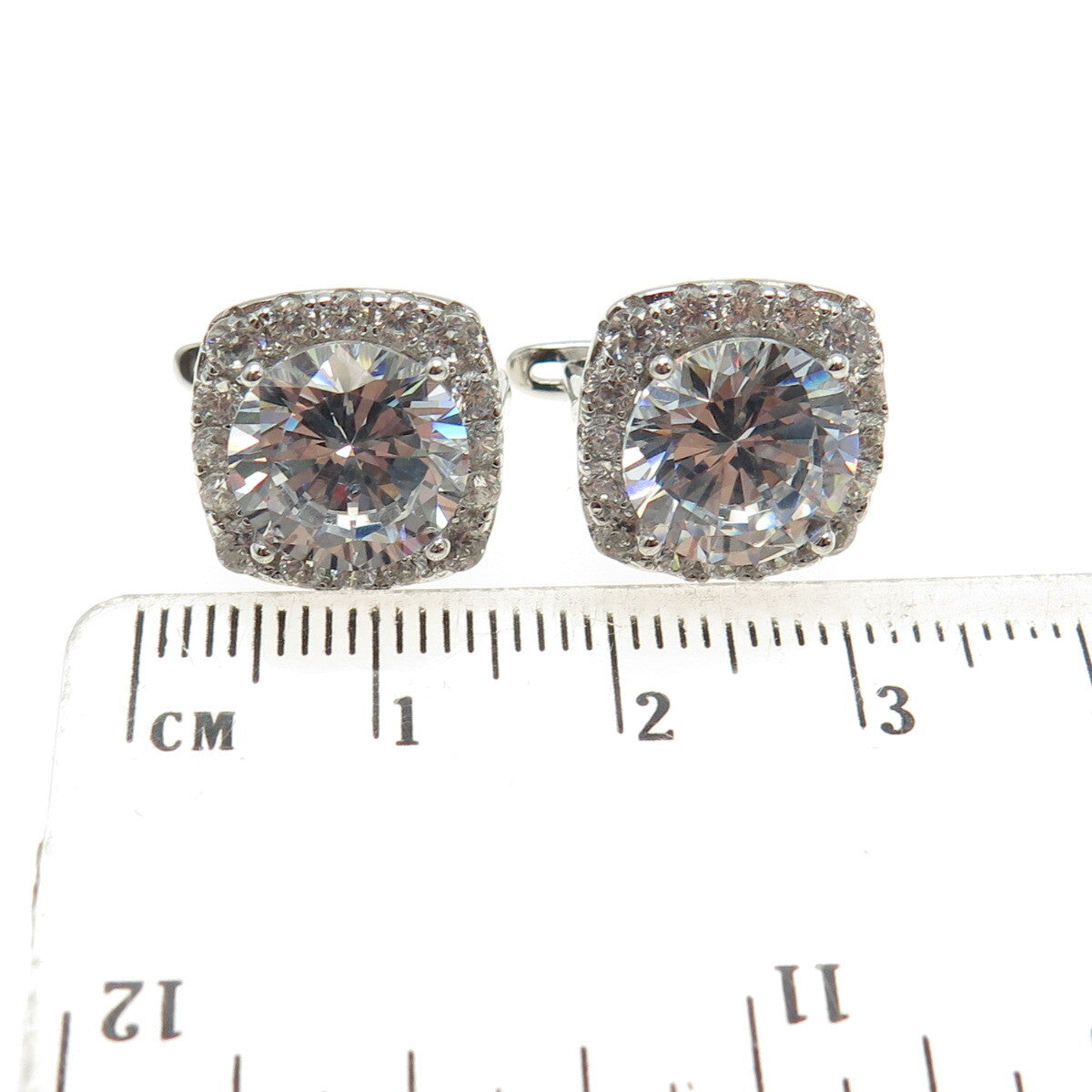 925 Sterling Silver Round-Cut C Z Earrings