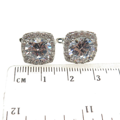 925 Sterling Silver Round-Cut C Z Earrings