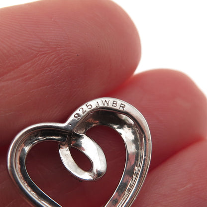 Jane Seymour 925 Sterling Silver Real Round-Cut Diamond Heart Mini Slide Pendant