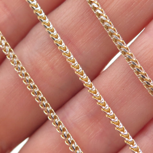 P. Lux 925 Sterling Silver Gold Plated Italy Franco Chain Necklace 18"