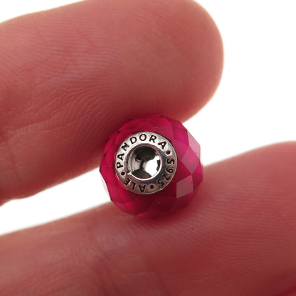 Pandora 925 Sterling Silver Lab-Created Ruby Essence Happiness Slide Bead Charm
