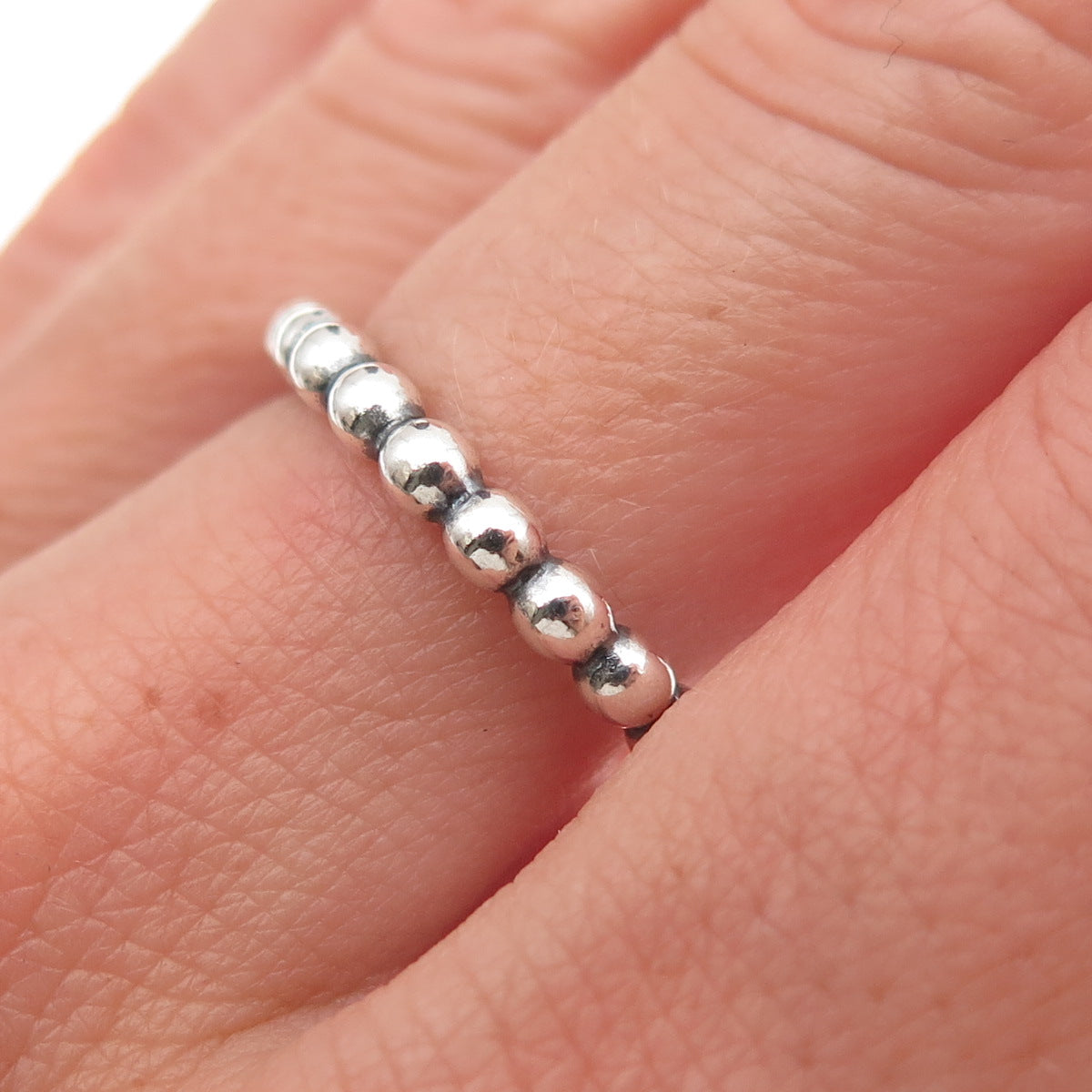 Pandora 925 Sterling Silver Bubble All Around Stackable Band Ring Size 7