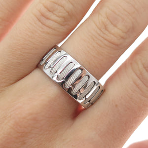 NEOS 925 Sterling Silver Textured Sewing Stitches Band Ring Size 10.25