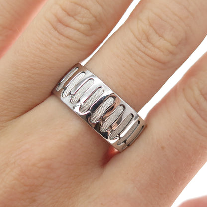 NEOS 925 Sterling Silver Textured Sewing Stitches Band Ring Size 10.25