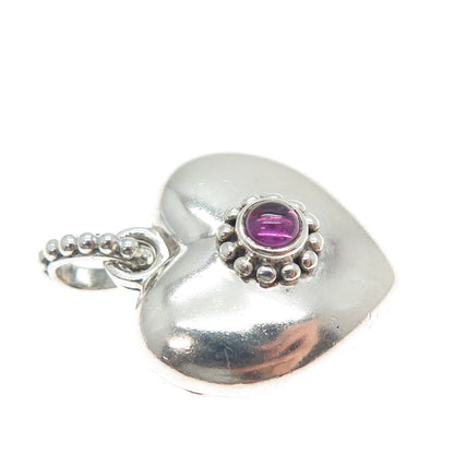 PANDORA Sterling Silver Real Round-Cut Amethyst Treasured Heart Locket Pendant