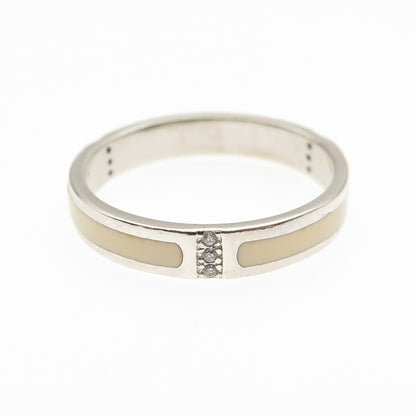 925 Sterling Silver Enamel Round-Cut C Z Band Ring Size 10