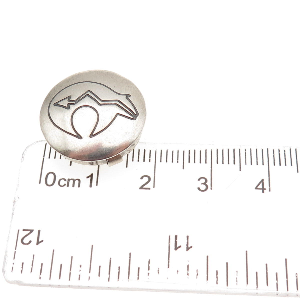Old Pawn 925 Sterling Silver Vintage Southwestern Native Bear Tribal Clip Button