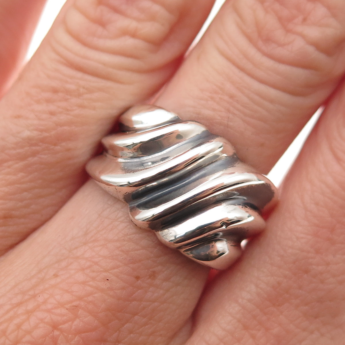 Chapal Zenray 925 Sterling Silver Vintage Modernist Oxidized Ring Size 7.5