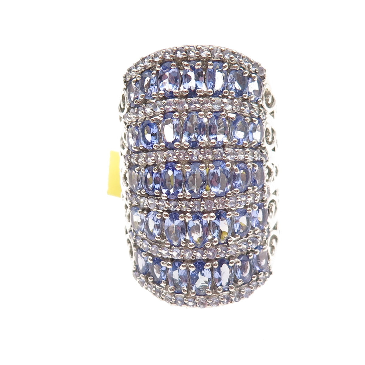 Chuck Clemency Sterling Silver Real Tanzanite & Iolite Cluster Ring Size 8.25