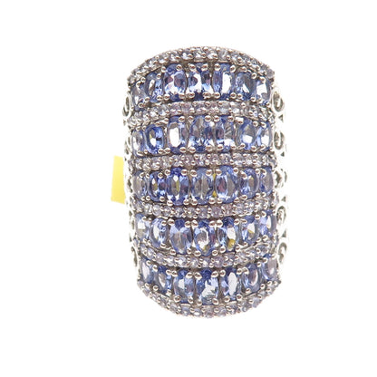 Chuck Clemency Sterling Silver Real Tanzanite & Iolite Cluster Ring Size 8.25
