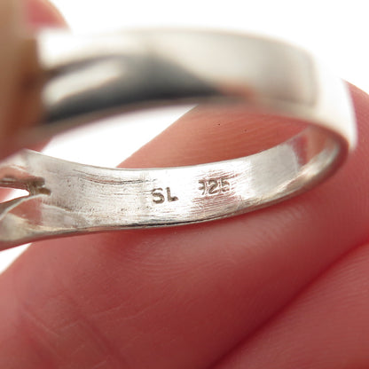 925 Sterling Silver Vintage Modernist Wavy Ring Size 9