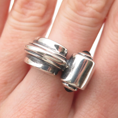 Chapal Zenray Sterling Silver Vintage Real Black Onyx Modernist Ring Size 7.25