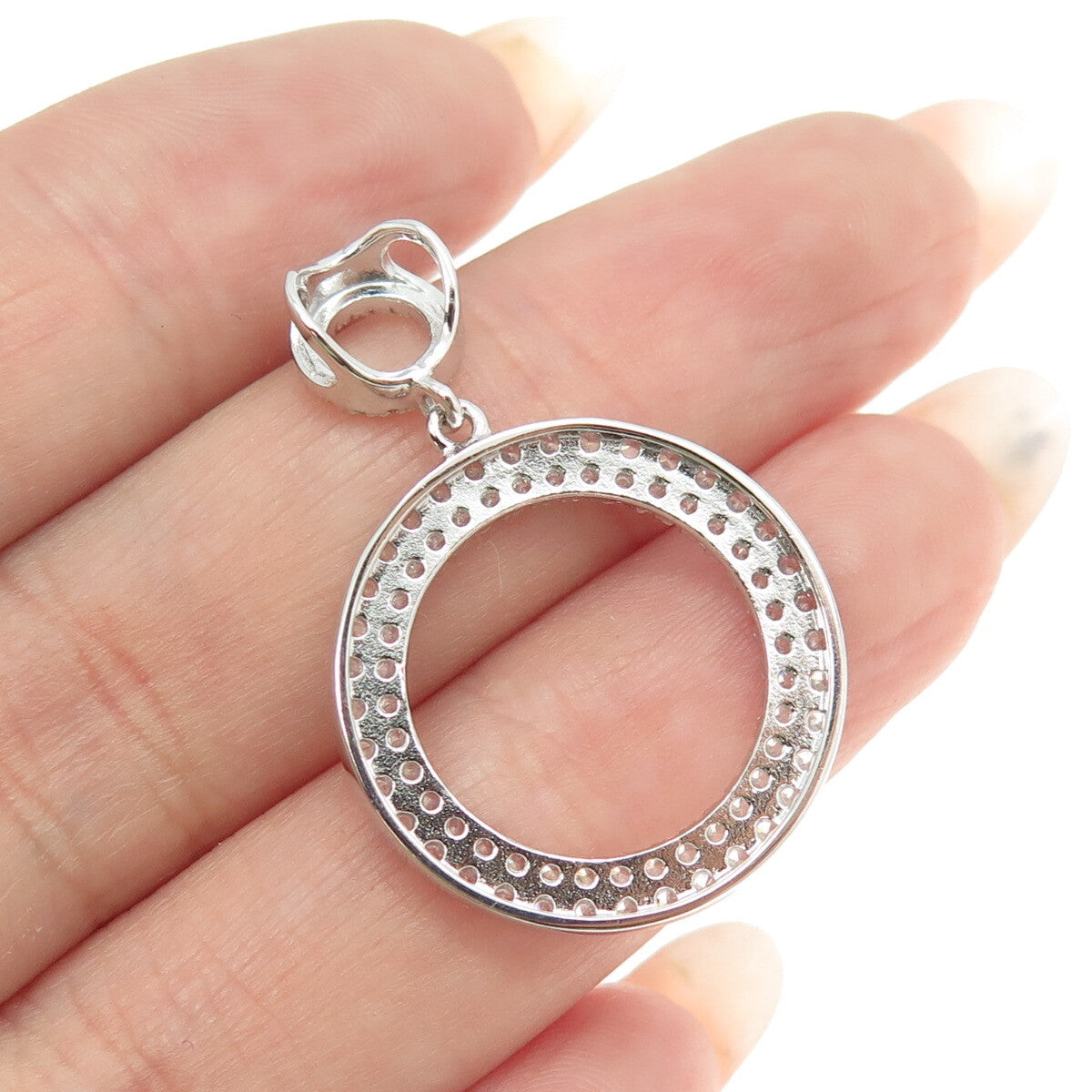DIAMONOX 925 Sterling Silver Round-Cut C Z Circle of Life Pendant