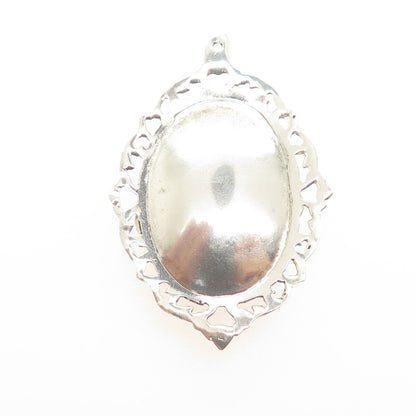 925 Sterling Silver Antique Art Deco Siam Niello Hindu Goddess Locket Pendant