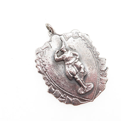 Johnson 925 Sterling Antique Art Deco Scottish Highlander Man Fob Charm Pendant