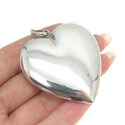 925 Sterling Silver Vintage Italy Puffy Heart Pendant