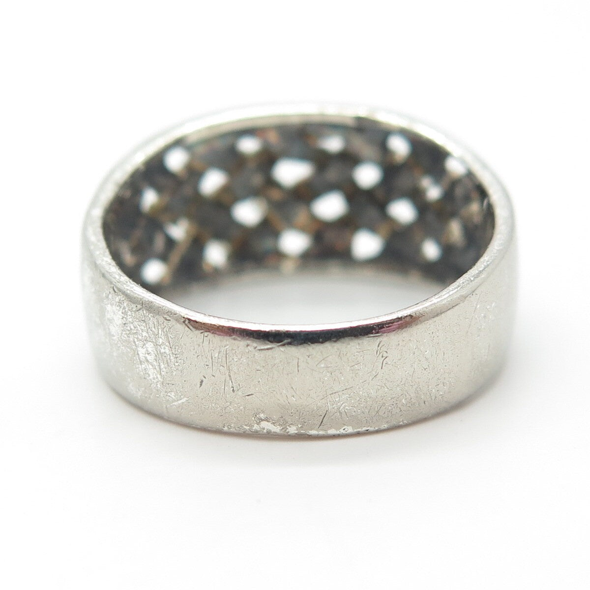 925 Sterling Silver Vintage Wicker Ring Size 8.25